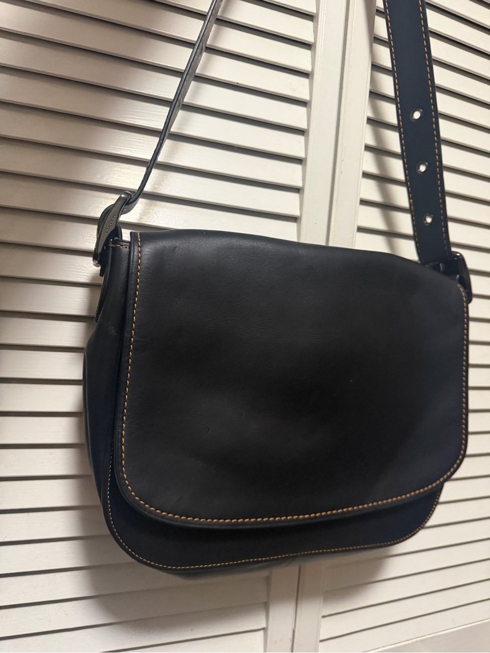 Coach 1941 Saddle Bag Black Leather Crossbody Contrast Stitch From Archives